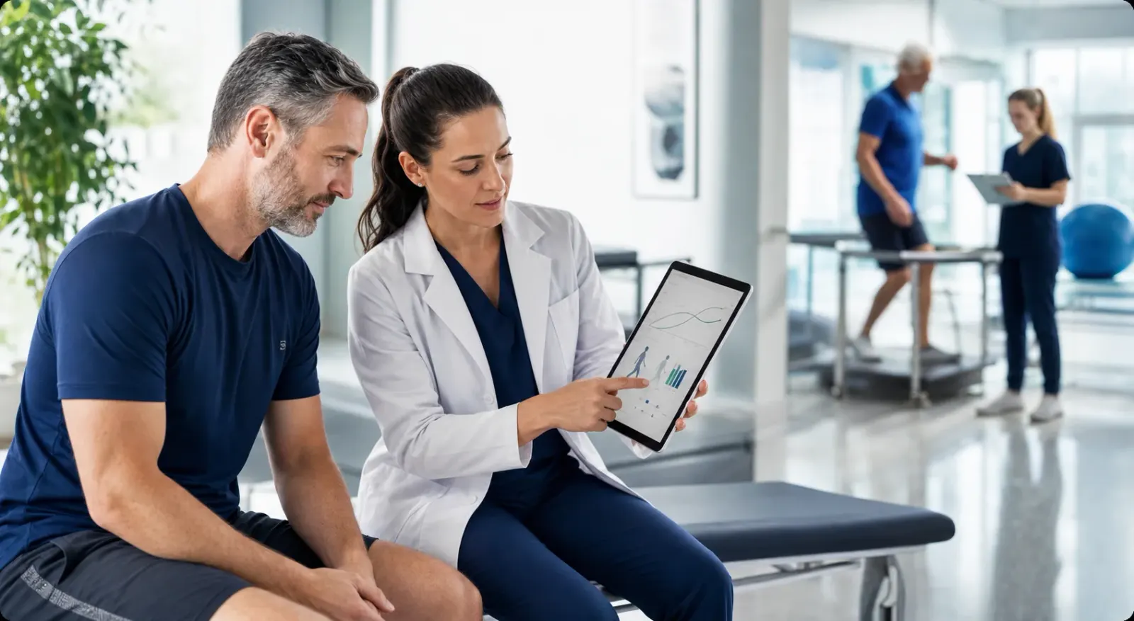 A clinician discussing possible regenerative treatment benefits with a patient