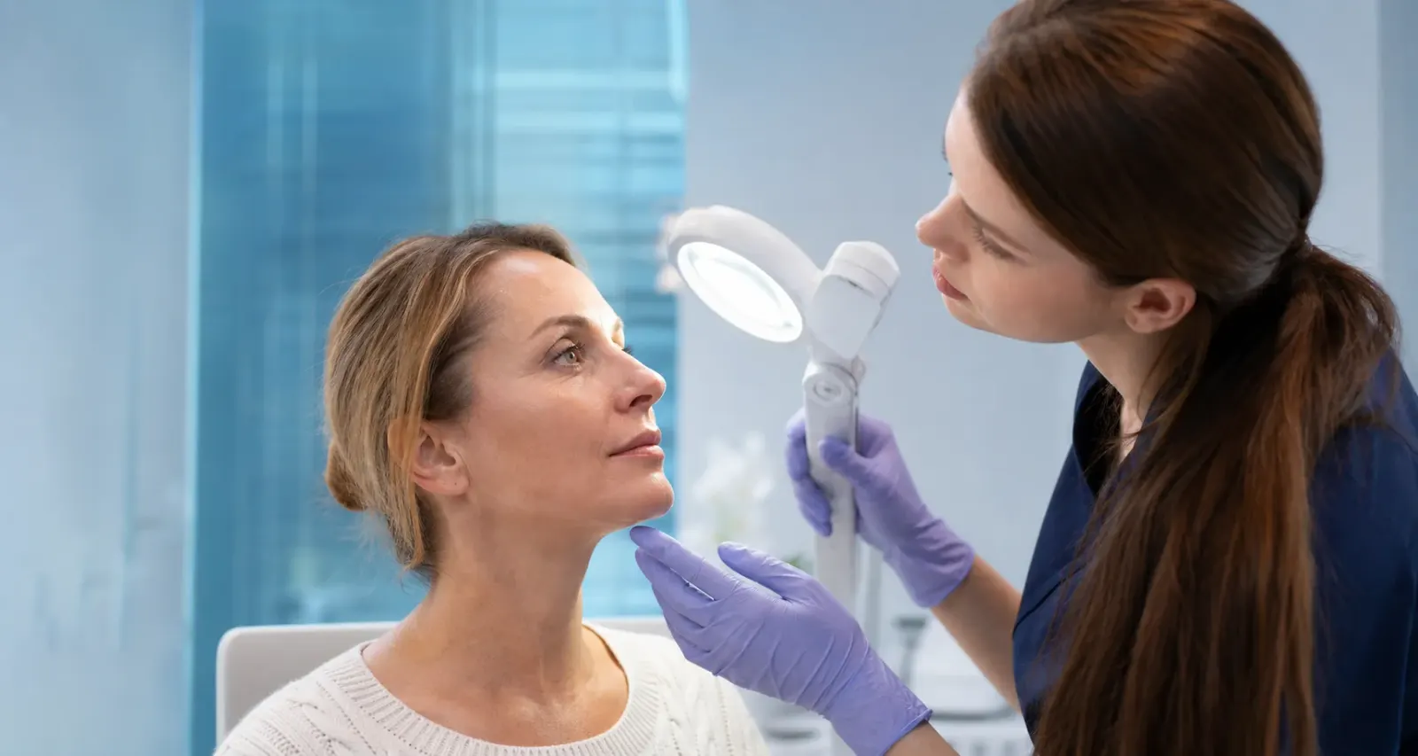 A clinician discussing a personalised facial treatment plan