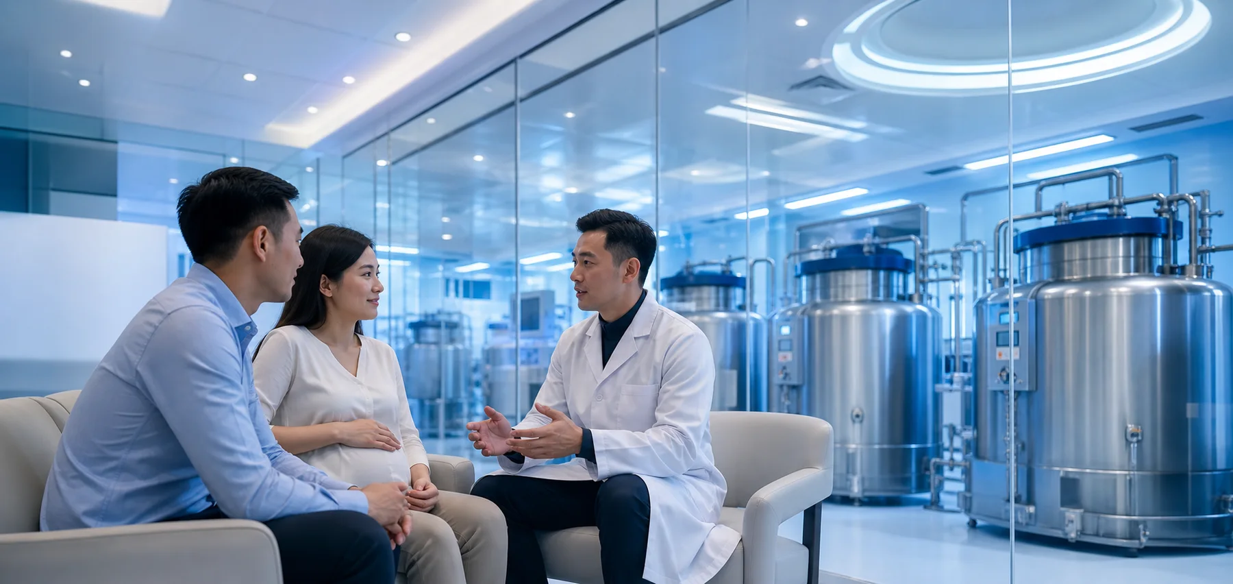 A laboratory specialist preparing stem cells for controlled storage
