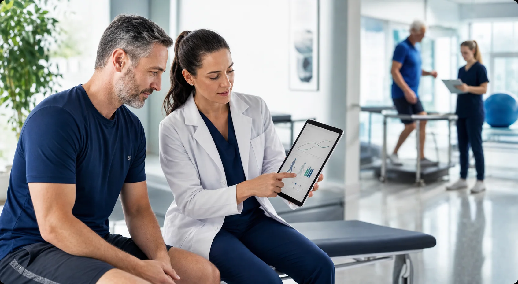 A clinician discussing possible regenerative treatment benefits with a patient