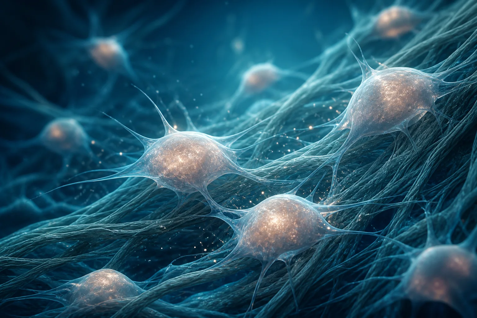 Scientific visualization of mesenchymal stem cells in connective tissue