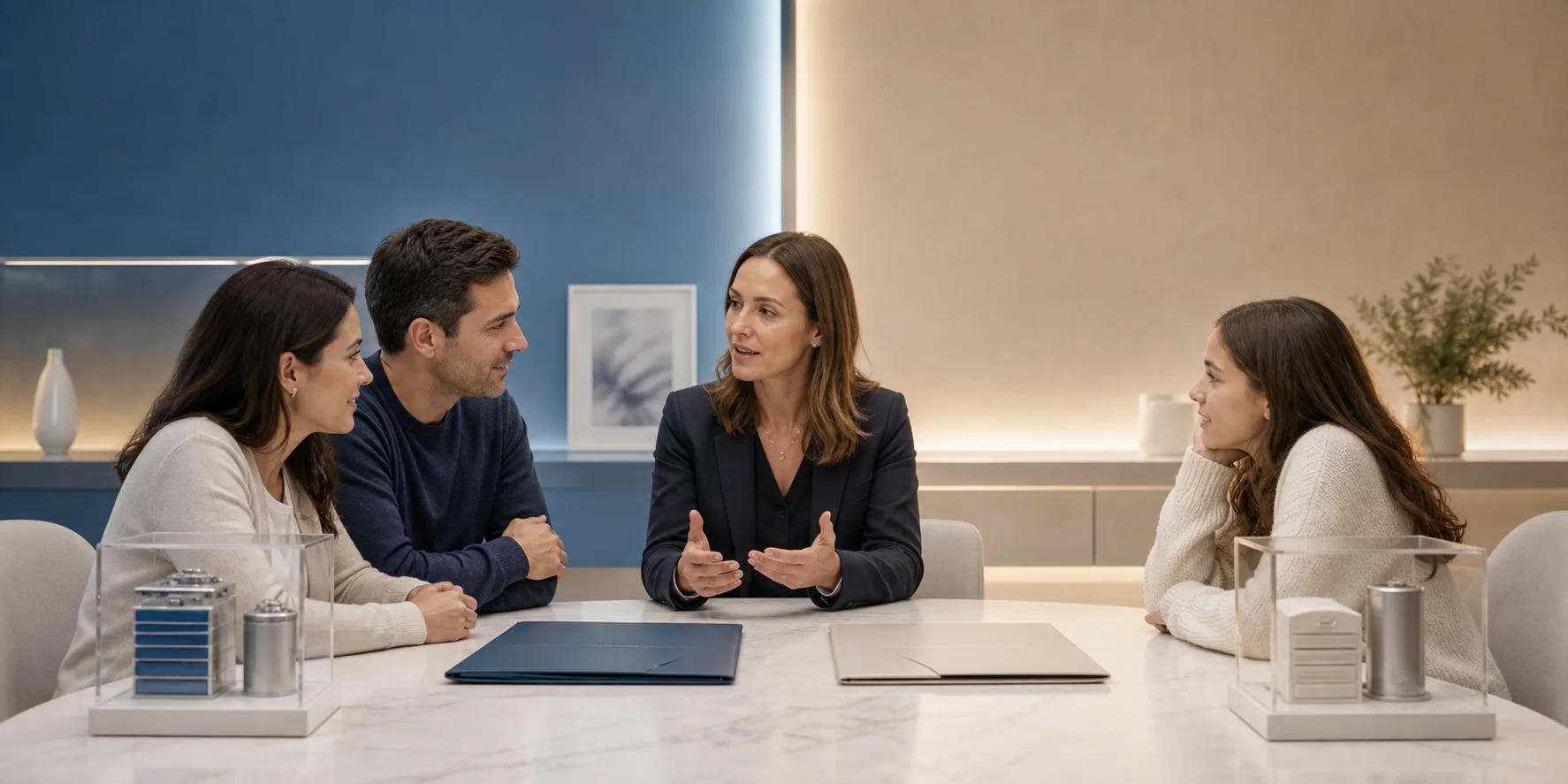 A family comparing public and private stem cell banking options